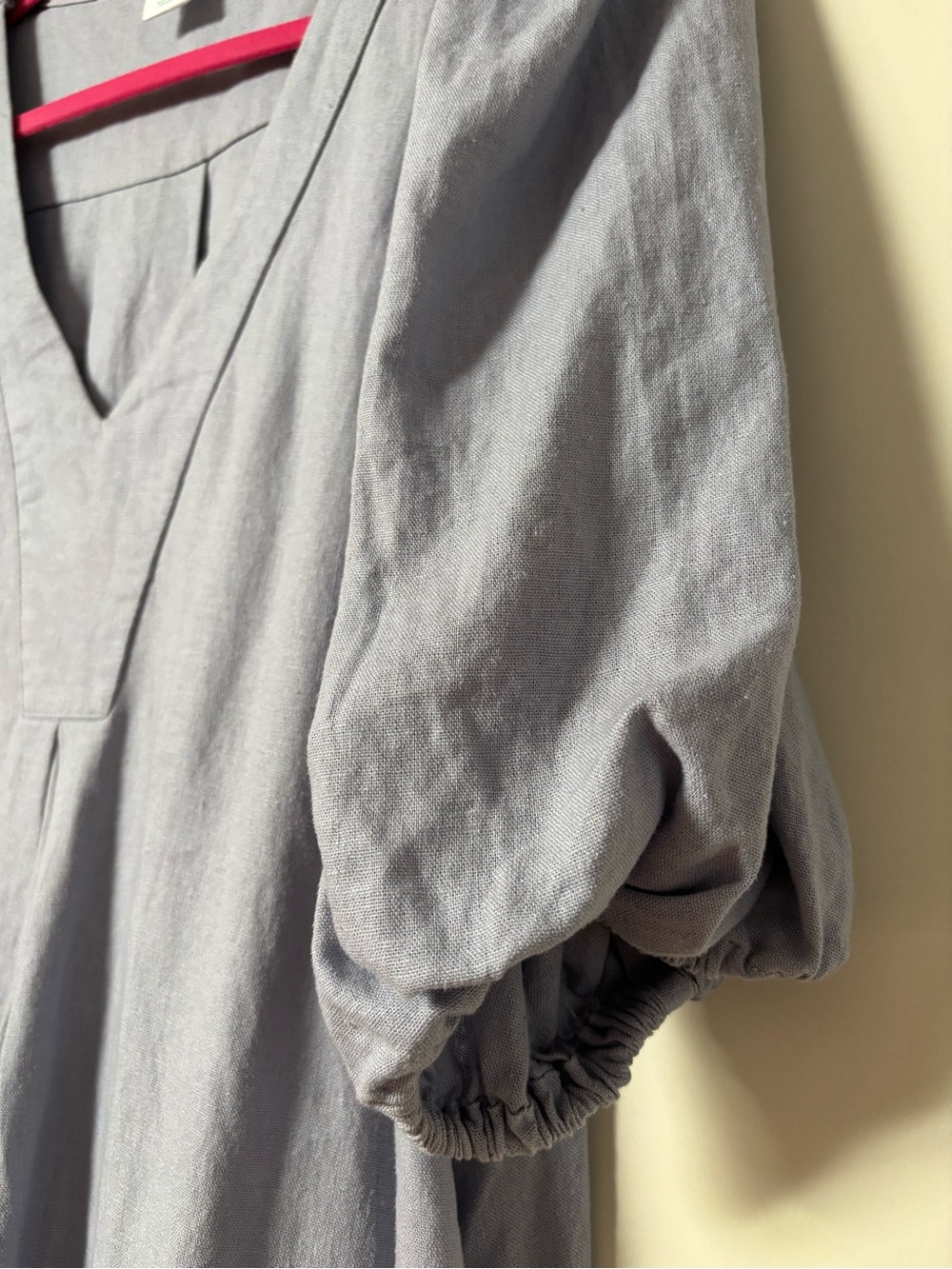 Cynthia Rowley Light Blue Linen V-Neck Puff Sleeve Tunic - Picture 4 of 8